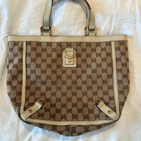 Gucci Handbags - Gucci Beige and Brown Monogram Tote
